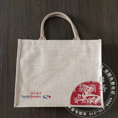 原麻礼品袋，双色丝网印刷，可少量定做